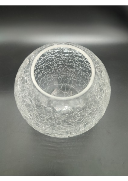 Glob Avize Camı Şeffaf Çatlatılmış Desenli (Çap: 15.00cm- Duy Yuvası: 7.00cm)