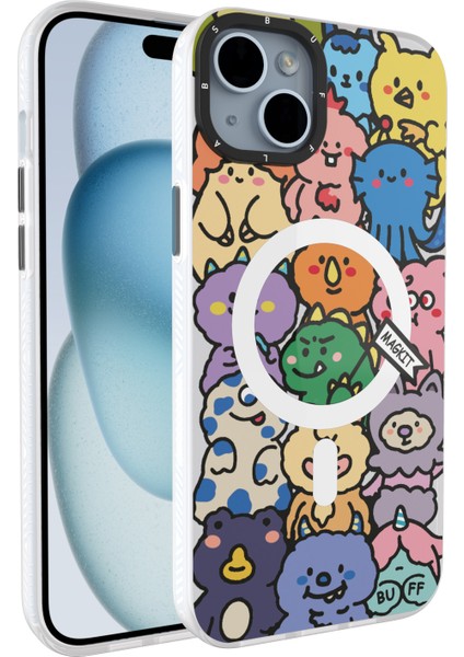 Buff iPhone 15 Magkit Desenli Kılıf Happy Monster