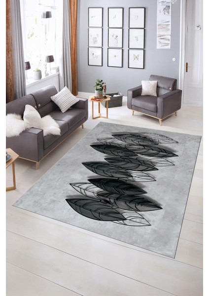 Dijital Baskılı Kaymaz Yıkanabilir Modern Desen Yolluk Mutfak Salon Halısı, N-Modern-08-Gri, indirimleri