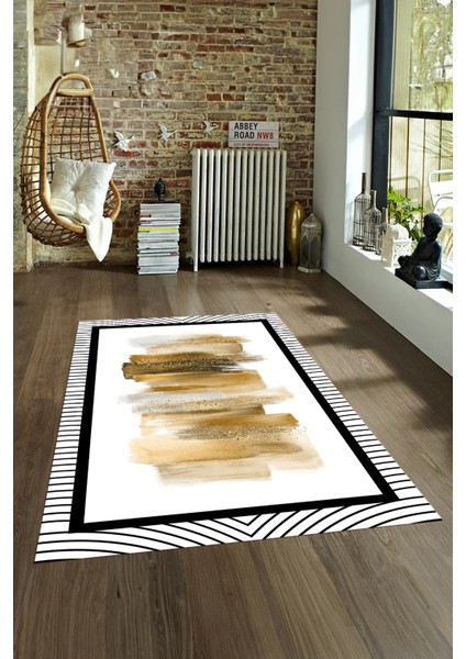 Dijital Baskılı Kaymaz Yıkanabilir Modern Desen Yolluk Mutfak Salon Halısı, N-Modern-22-Kahve, fırsatları