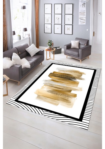 Dijital Baskılı Kaymaz Yıkanabilir Modern Desen Yolluk Mutfak Salon Halısı, N-Modern-22-Kahve, indirimleri
