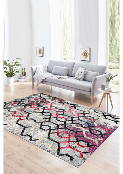 Dijital Baskılı Kaymaz Yıkanabilir Modern Desen Yolluk Mutfak Salon Halısı, N-Modern-03-Renkli,