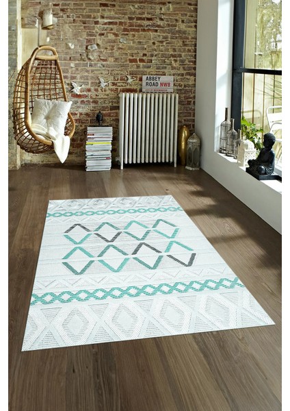 Dijital Baskılı Kaymaz Yıkanabilir Modern Desen Yolluk Mutfak Salon Halısı, N-Modern-81-Turkuaz, fırsatları