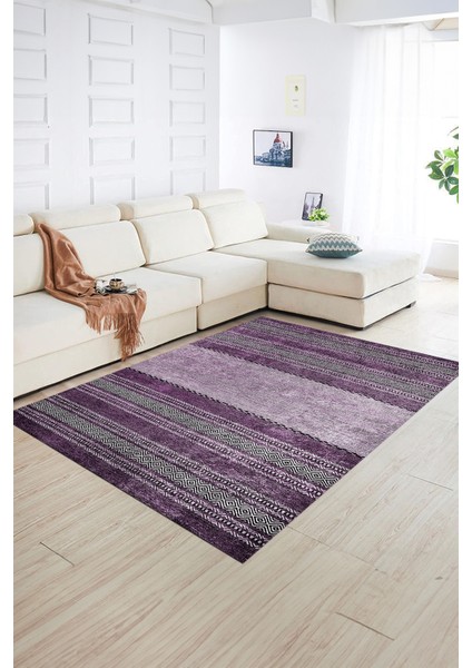 Dijital Baskılı Kaymaz Yıkanabilir Modern Desen Yolluk Mutfak Salon Halısı, N-Modern-83-Mor, fiyatları