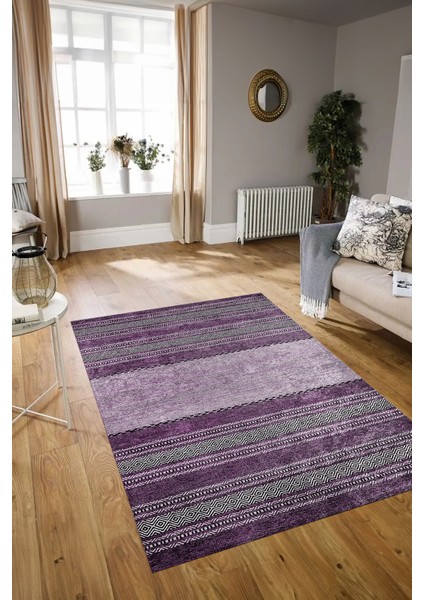 Dijital Baskılı Kaymaz Yıkanabilir Modern Desen Yolluk Mutfak Salon Halısı, N-Modern-83-Mor, modelleri