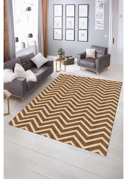 Dijital Baskılı Kaymaz Yıkanabilir Modern Desen Yolluk Mutfak Salon Halısı, N-MODERN-102-KAHVE, indirimleri