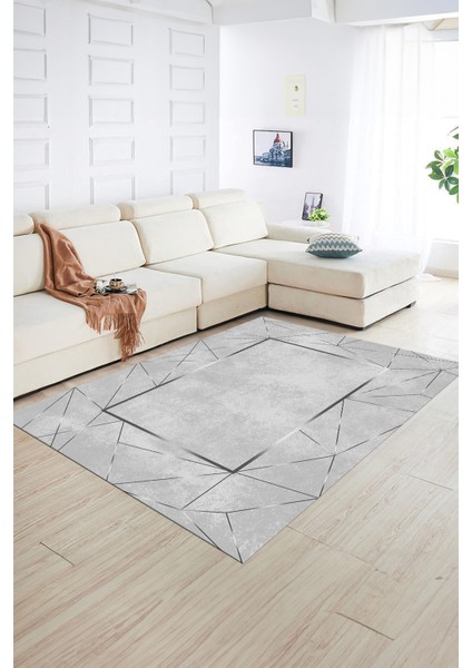 Dijital Baskılı Kaymaz Yıkanabilir Modern Desen Yolluk Mutfak Salon Halısı, N-Modern-62-Gri, fiyatları
