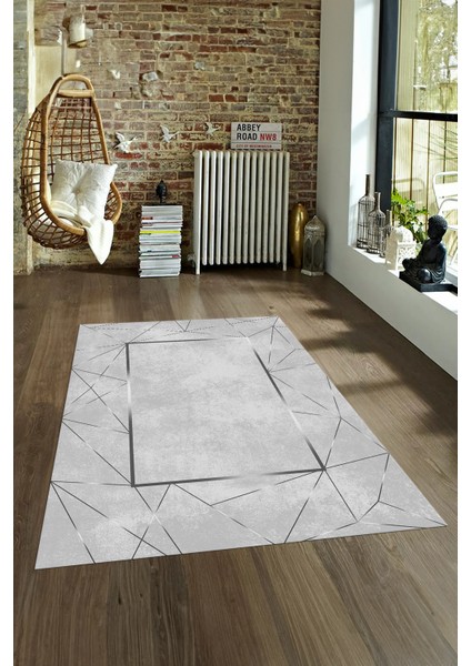 Dijital Baskılı Kaymaz Yıkanabilir Modern Desen Yolluk Mutfak Salon Halısı, N-Modern-62-Gri, fırsatları