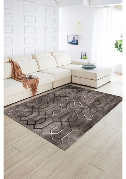 Dijital Baskılı Kaymaz Yıkanabilir Modern Desen Yolluk Mutfak Salon Halısı, N-Modern-90-Vizon, fiyatları