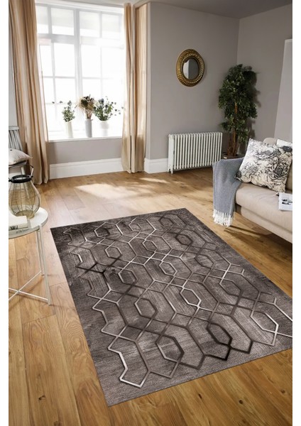 Dijital Baskılı Kaymaz Yıkanabilir Modern Desen Yolluk Mutfak Salon Halısı, N-Modern-90-Vizon, modelleri