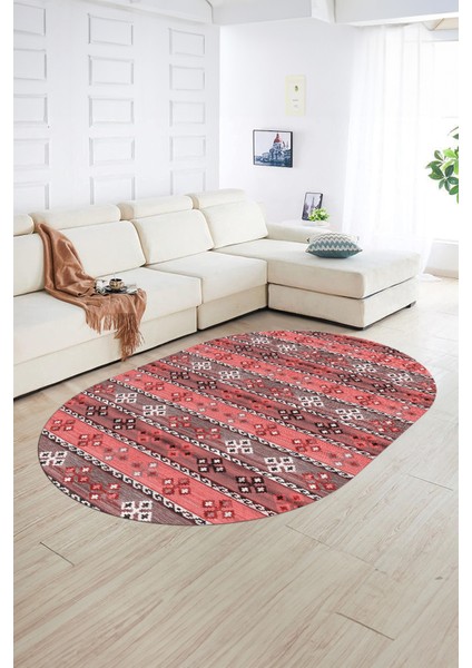 Dijital Kaymaz Yıkanabilir Modern Desen Oval Yolluk Mutfak Salon Halısı, N-O-Modern-19-Pembe, fiyatları