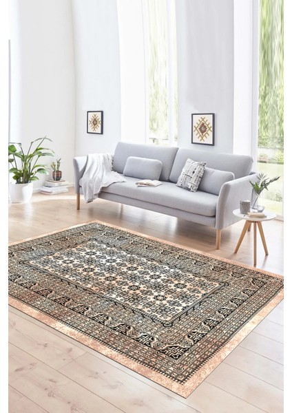 Dijital Baskılı Kaymaz Yıkanabilir Modern Desen Yolluk Mutfak Salon Halısı, N-MODERN-113-BEJ,