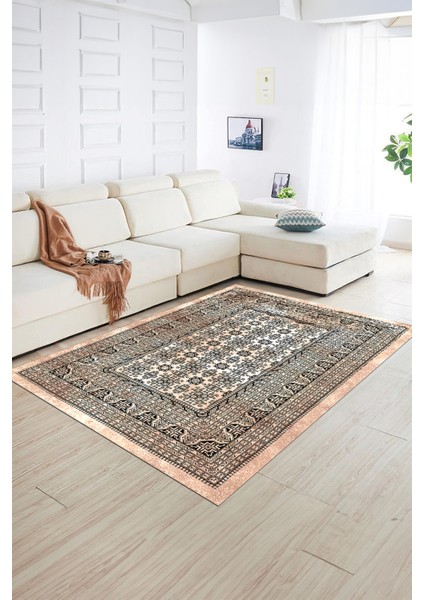 Dijital Baskılı Kaymaz Yıkanabilir Modern Desen Yolluk Mutfak Salon Halısı, N-MODERN-113-BEJ,