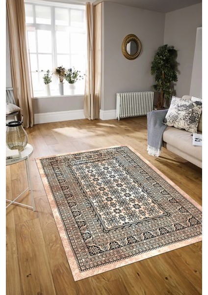 Dijital Baskılı Kaymaz Yıkanabilir Modern Desen Yolluk Mutfak Salon Halısı, N-MODERN-113-BEJ,