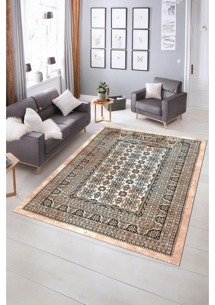 Dijital Baskılı Kaymaz Yıkanabilir Modern Desen Yolluk Mutfak Salon Halısı, N-MODERN-113-BEJ,