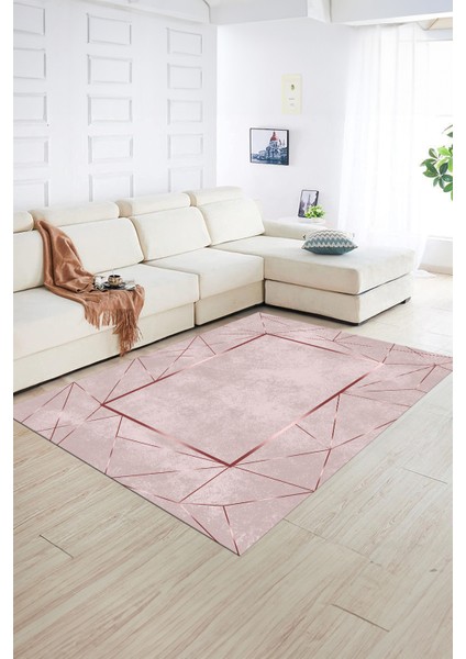 Dijital Baskılı Kaymaz Yıkanabilir Modern Desen Yolluk Mutfak Salon Halısı, N-Modern-62-Pembe, fiyatları