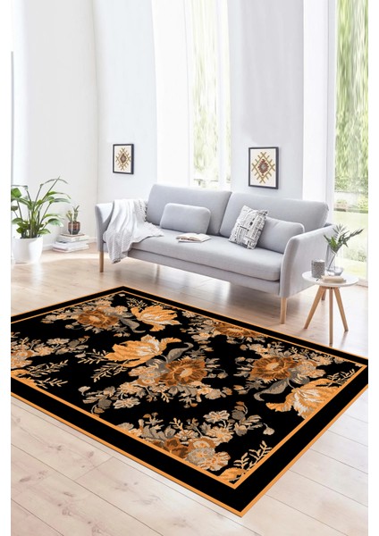 Dijital Baskılı Kaymaz Yıkanabilir Modern Desen Yolluk Mutfak Salon Halısı, N-Modern-16-Kahve,