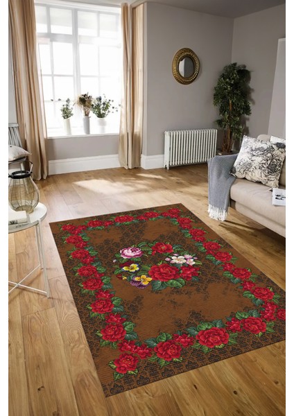 Dijital Baskılı Kaymaz Yıkanabilir Modern Desen Yolluk Mutfak Salon Halısı, N-Modern-21-Kahve, modelleri