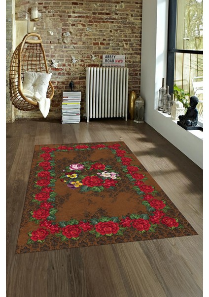 Dijital Baskılı Kaymaz Yıkanabilir Modern Desen Yolluk Mutfak Salon Halısı, N-Modern-21-Kahve, fırsatları