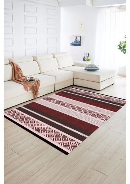 Dijital Baskılı Kaymaz Yıkanabilir Modern Desen Yolluk Mutfak Salon Halısı, N-Modern-18-Bordo, fiyatları