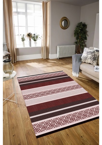 Dijital Baskılı Kaymaz Yıkanabilir Modern Desen Yolluk Mutfak Salon Halısı, N-Modern-18-Bordo, modelleri