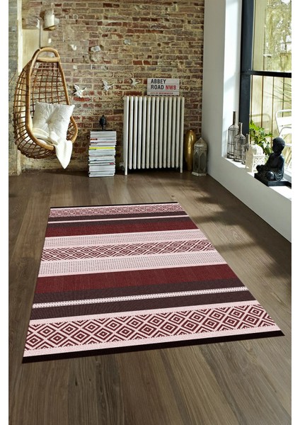 Dijital Baskılı Kaymaz Yıkanabilir Modern Desen Yolluk Mutfak Salon Halısı, N-Modern-18-Bordo, fırsatları