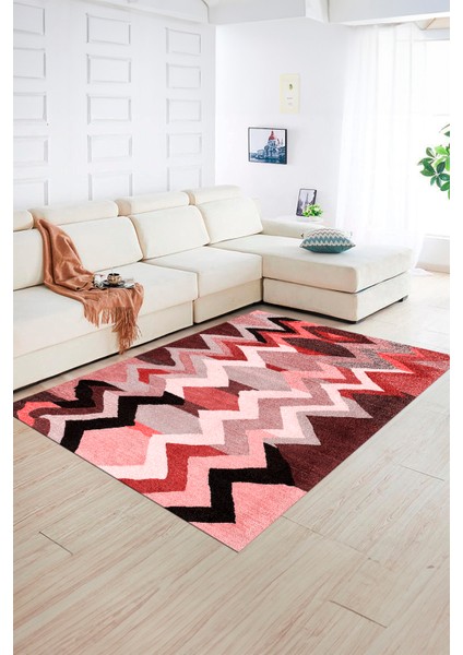 Dijital Baskılı Kaymaz Yıkanabilir Modern Desen Yolluk Mutfak Salon Halısı, N-Modern-24-Kırmızı, fiyatları