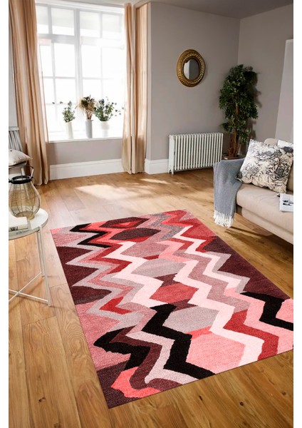 Dijital Baskılı Kaymaz Yıkanabilir Modern Desen Yolluk Mutfak Salon Halısı, N-Modern-24-Kırmızı, modelleri