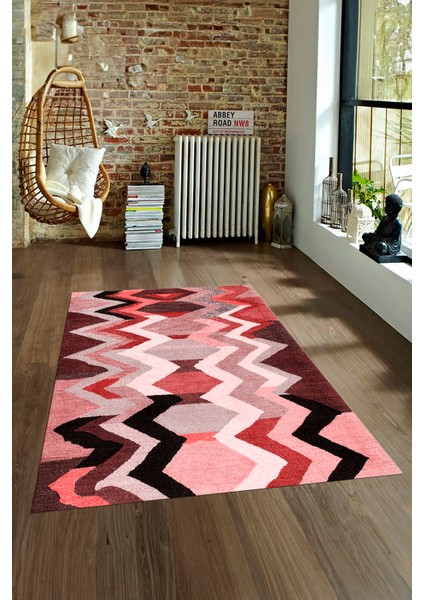 Dijital Baskılı Kaymaz Yıkanabilir Modern Desen Yolluk Mutfak Salon Halısı, N-Modern-24-Kırmızı, fırsatları