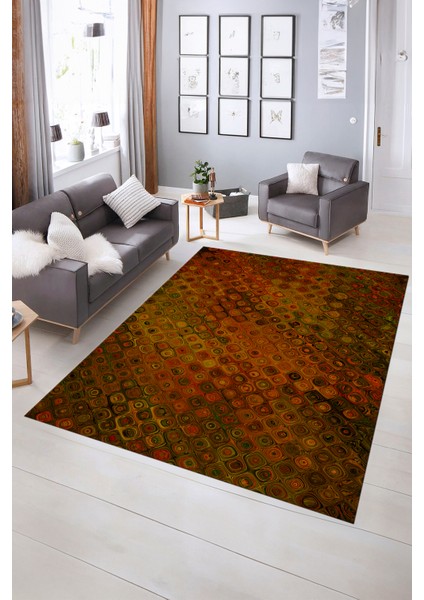 Dijital Baskılı Kaymaz Yıkanabilir Modern Desen Yolluk Mutfak Salon Halısı, N-Modern-27-Turuncu, indirimleri