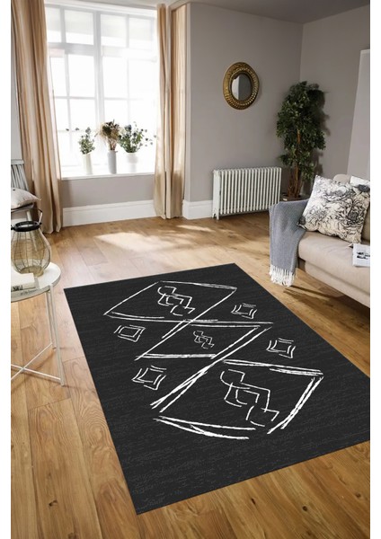 Dijital Baskılı Kaymaz Yıkanabilir Modern Desen Yolluk Mutfak Salon Halısı, N-Modern-59-Antrasit, modelleri