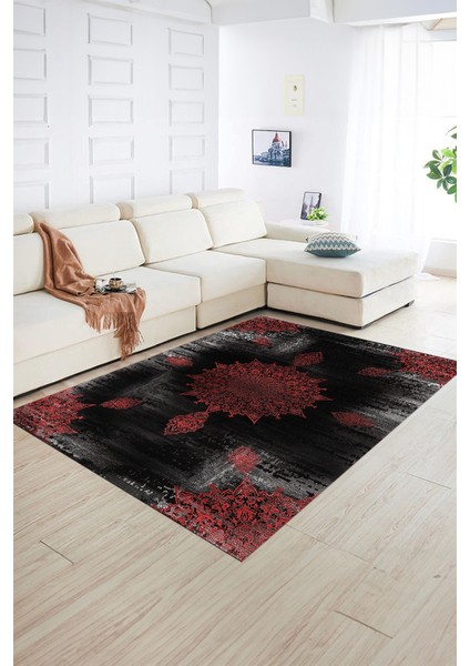 Dijital Baskılı Kaymaz Yıkanabilir Modern Desen Yolluk Mutfak Salon Halısı, N-Modern-06-Kırmızı, fiyatları