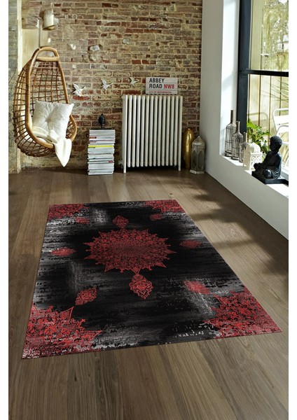Dijital Baskılı Kaymaz Yıkanabilir Modern Desen Yolluk Mutfak Salon Halısı, N-Modern-06-Kırmızı, fırsatları