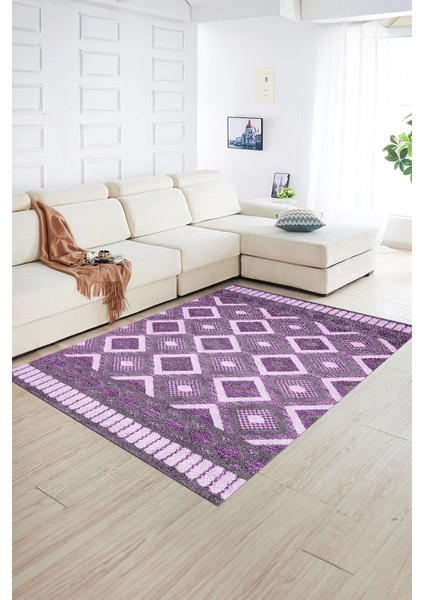 Dijital Baskılı Kaymaz Yıkanabilir Modern Desen Yolluk Mutfak Salon Halısı, N-Modern-69-Mor, fiyatları