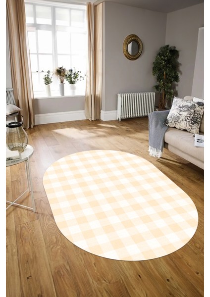 Dijital Kaymaz Yıkanabilir Modern Desen Oval Yolluk Mutfak Salon Halısı, N-O-Modern-55-Krem, modelleri