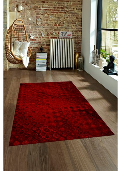 Dijital Baskılı Kaymaz Yıkanabilir Modern Desen Yolluk Mutfak Salon Halısı, N-Modern-27-Bordo, fırsatları