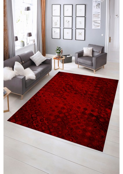 Dijital Baskılı Kaymaz Yıkanabilir Modern Desen Yolluk Mutfak Salon Halısı, N-Modern-27-Bordo, indirimleri