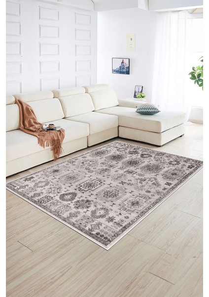 Dijital Baskılı Kaymaz Yıkanabilir Modern Desen Yolluk Mutfak Salon Halısı, N-Modern-29-Gri,