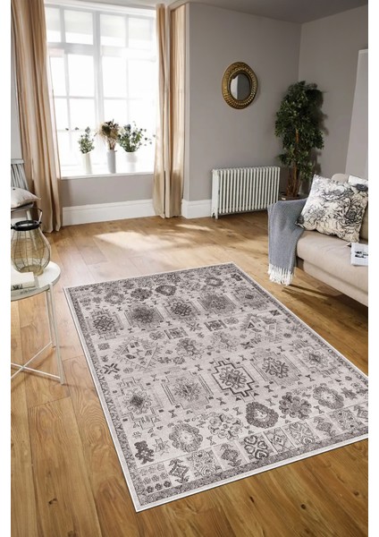 Dijital Baskılı Kaymaz Yıkanabilir Modern Desen Yolluk Mutfak Salon Halısı, N-Modern-29-Gri,