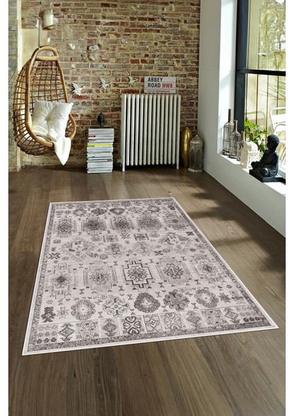 Dijital Baskılı Kaymaz Yıkanabilir Modern Desen Yolluk Mutfak Salon Halısı, N-Modern-29-Gri,