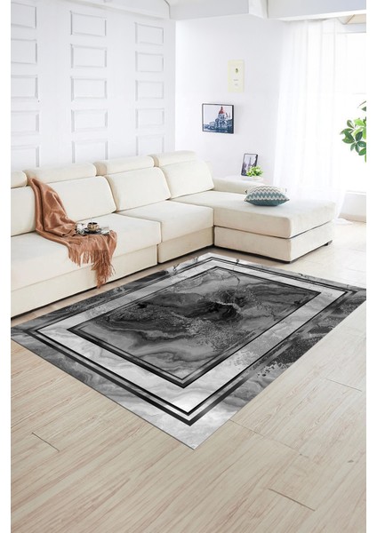 Dijital Baskılı Kaymaz Yıkanabilir Modern Desen Yolluk Mutfak Salon Halısı, N-Modern-46-Gri, fiyatları