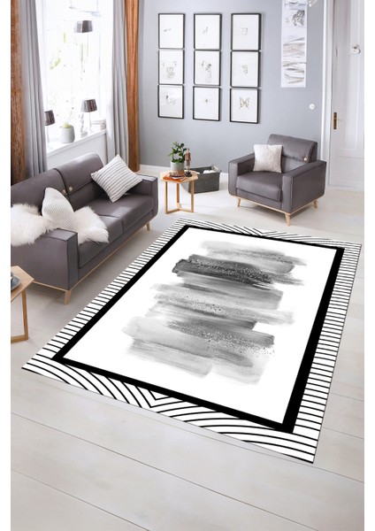 Dijital Baskılı Kaymaz Yıkanabilir Modern Desen Yolluk Mutfak Salon Halısı, N-Modern-22-Gri, indirimleri