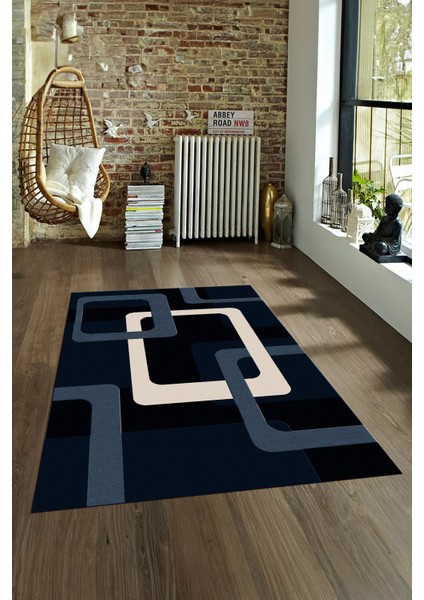 Dijital Baskılı Kaymaz Yıkanabilir Modern Desen Yolluk Mutfak Salon Halısı, N-Modern-40-Lacivert, fırsatları