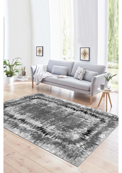 Dijital Baskılı Kaymaz Yıkanabilir Modern Desen Yolluk Mutfak Salon Halısı, N-Modern-37-Gri,