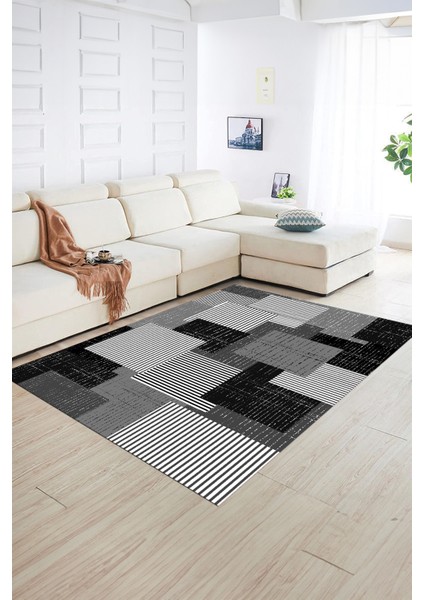 Dijital Baskılı Kaymaz Yıkanabilir Modern Desen Yolluk Mutfak Salon Halısı, N-Modern-47-Gri, fiyatları
