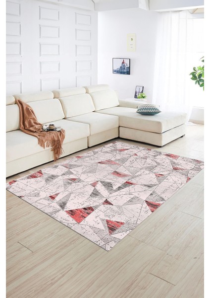 Dijital Baskılı Kaymaz Yıkanabilir Modern Desen Yolluk Mutfak Salon Halısı, N-Modern-82-Pembe, fiyatları