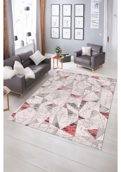 Dijital Baskılı Kaymaz Yıkanabilir Modern Desen Yolluk Mutfak Salon Halısı, N-Modern-82-Pembe, indirimleri