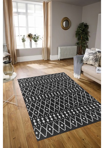 Dijital Baskılı Kaymaz Yıkanabilir Modern Desen Yolluk Mutfak Salon Halısı, N-Modern-84-Antrasit, modelleri