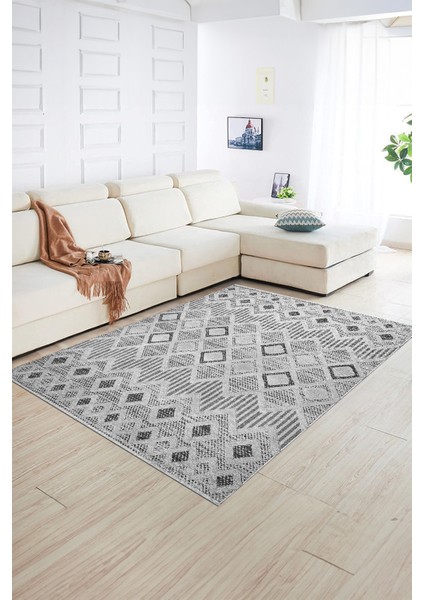 Dijital Baskılı Kaymaz Yıkanabilir Modern Desen Yolluk Mutfak Salon Halısı, N-Modern-67-Gri, fiyatları