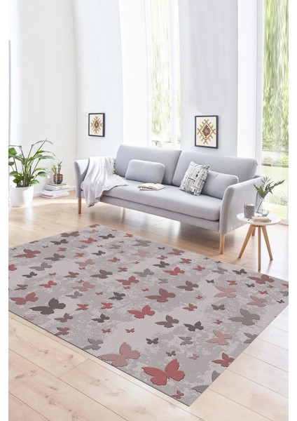 Dijital Baskılı Kaymaz Yıkanabilir Modern Desen Yolluk Mutfak Salon Halısı, N-Modern-51-Pembe,